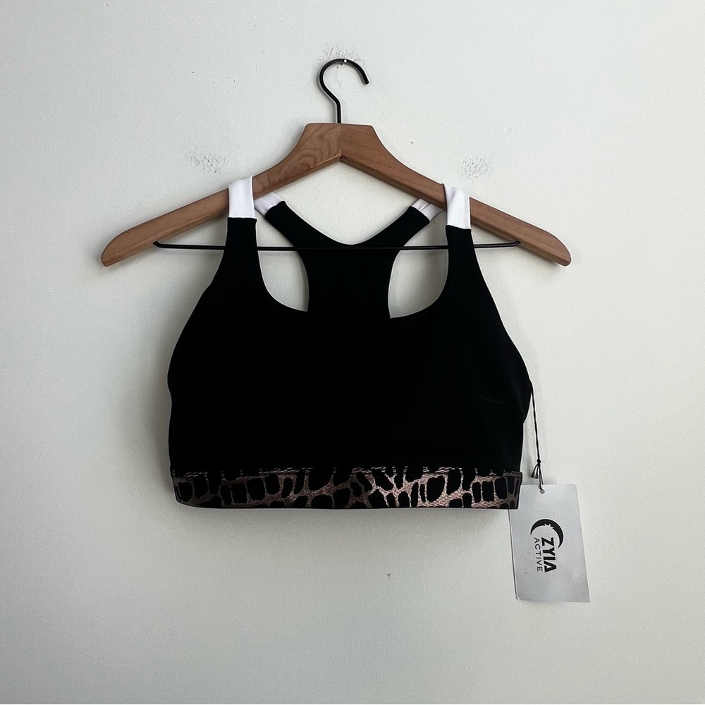 New Zyia Active Sports Bra Copper Jungle Light N Tight Copper Tiger Racerback — image 5 of 8